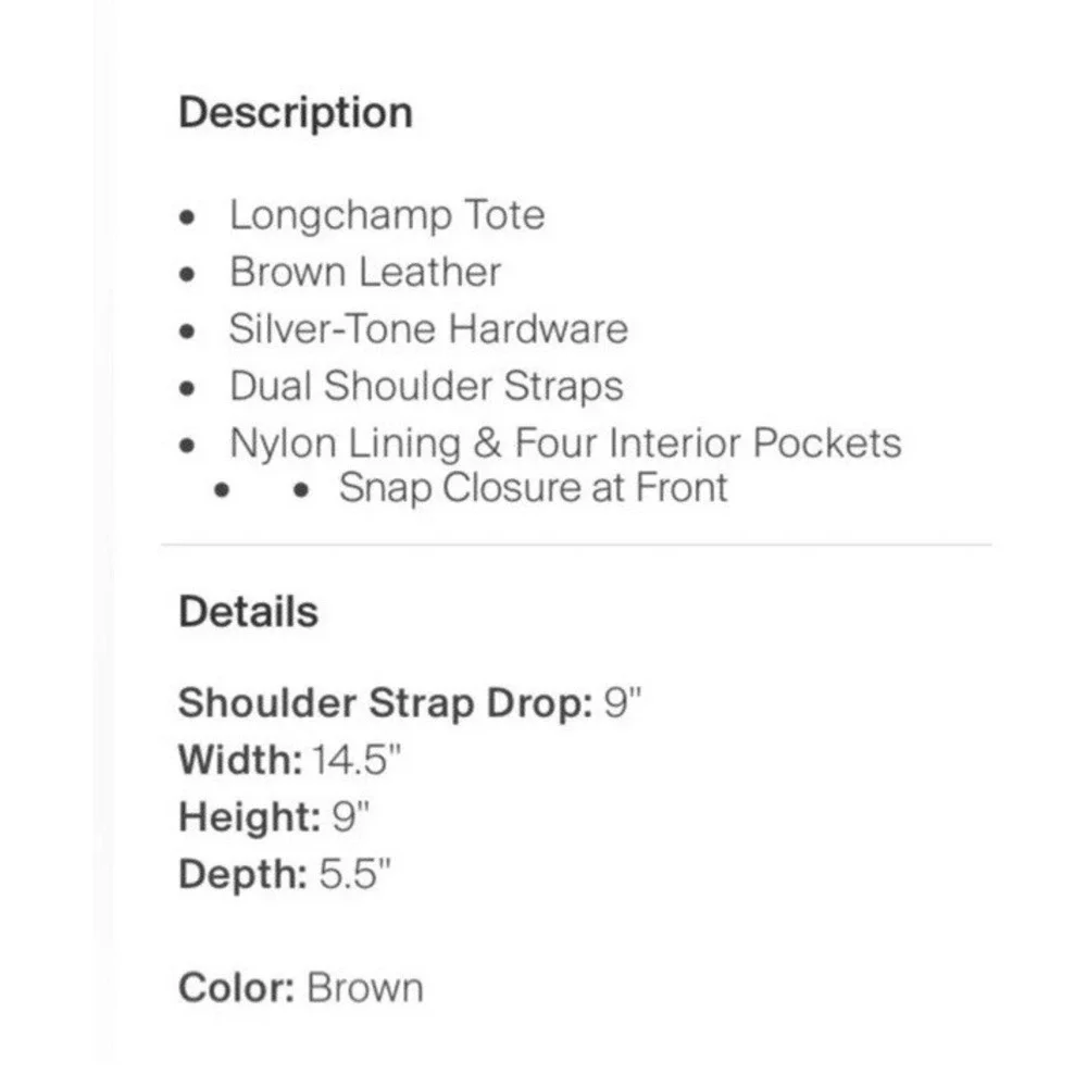 Longchamp‎ Leather Tote Pebbled Leather Luxury Bag GUC Brown